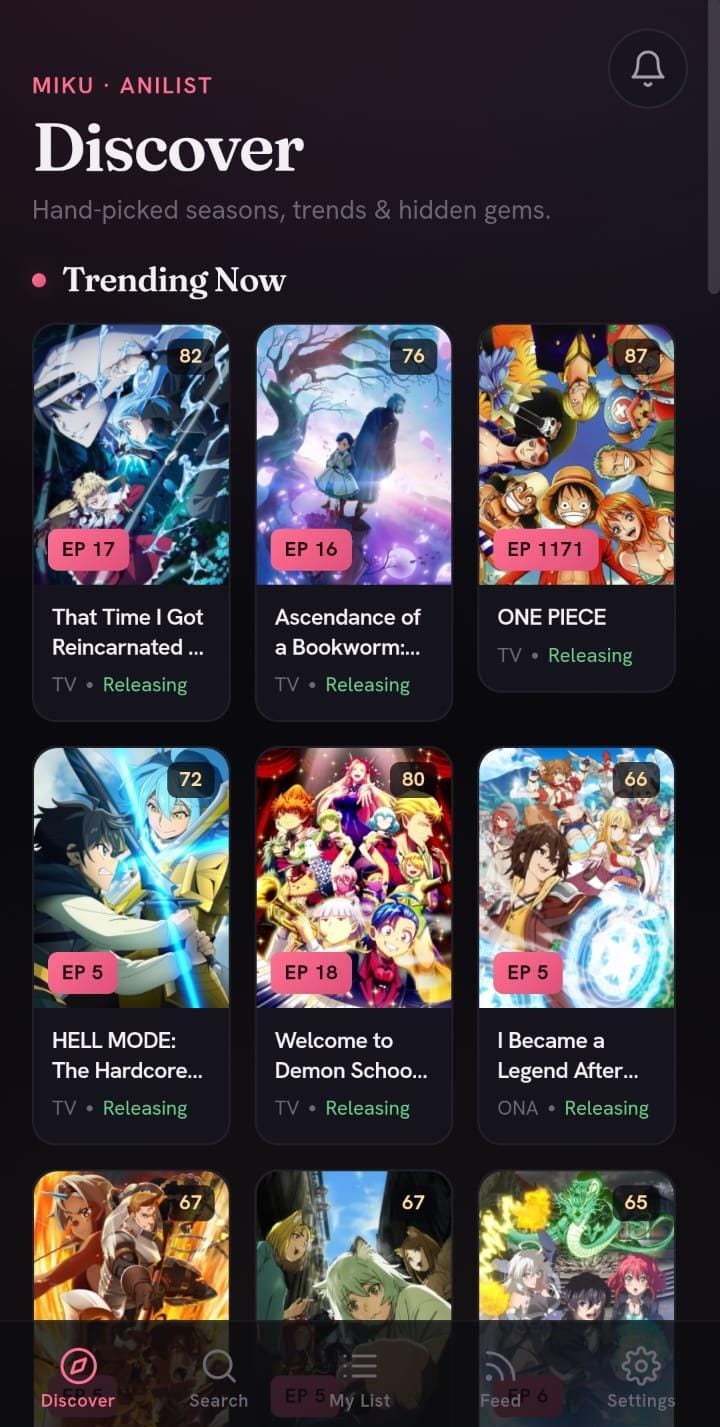 Discover trending anime